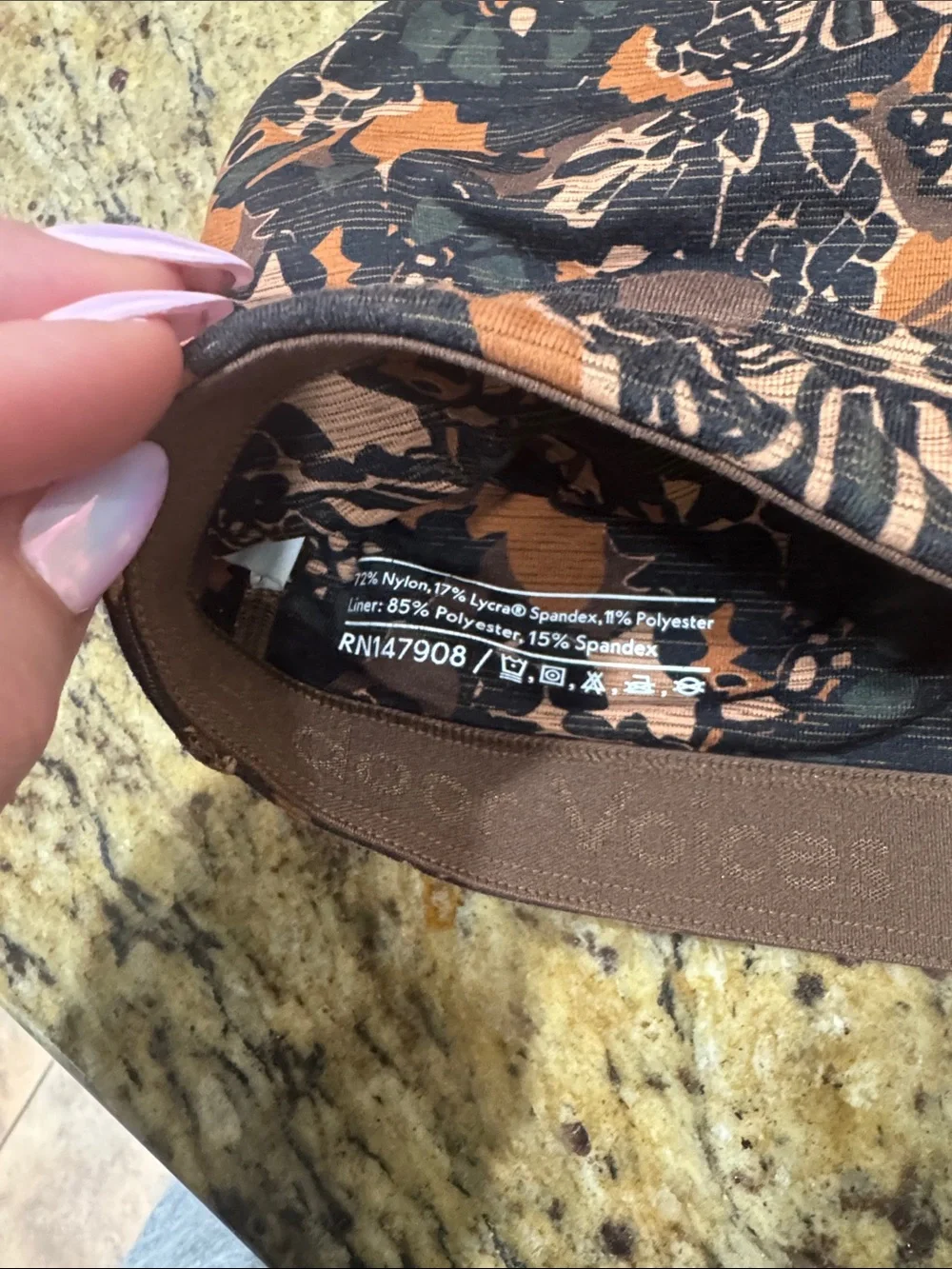Outdoor Voices Black and Brown Floral Racerback Crop Top